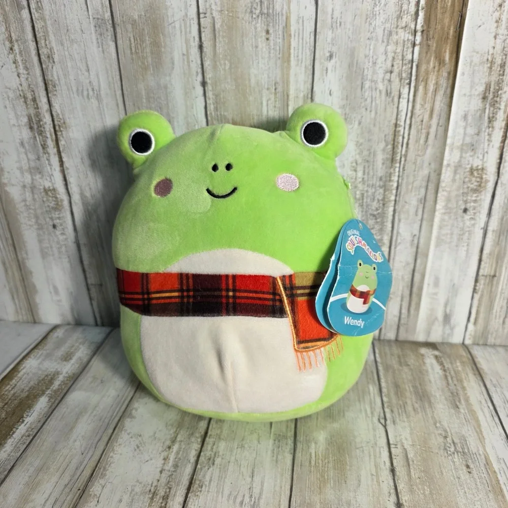Squishmallows Wendy the Frog 8 Inch Holiday Plush with Plaid Scarf Green 2022